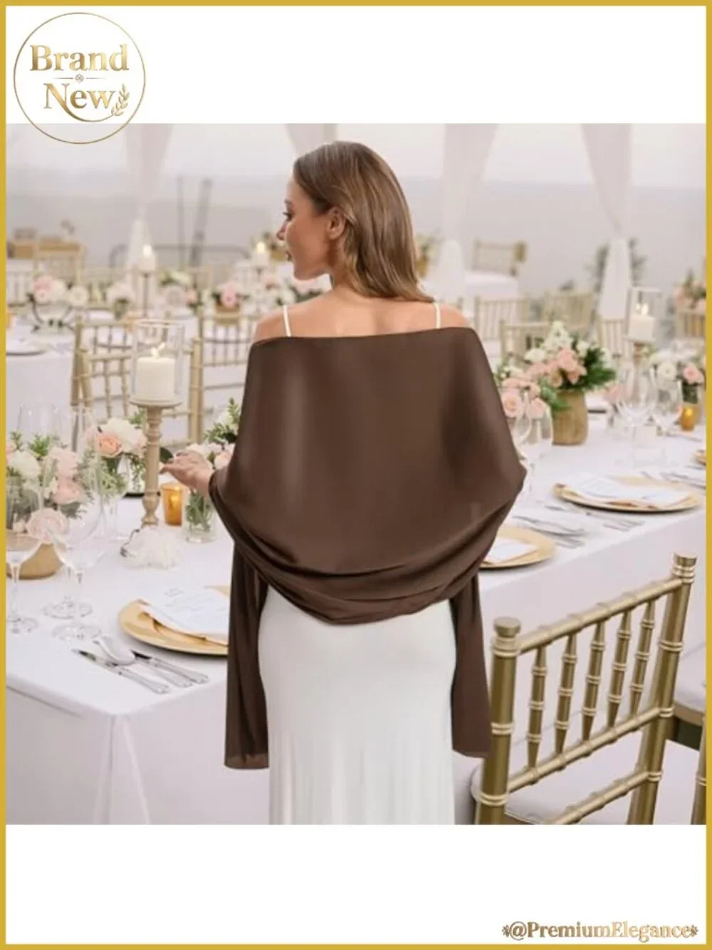 Satin Shawl Wrap with Buckle Silky Scarf for Evening Dresses Wedding Party